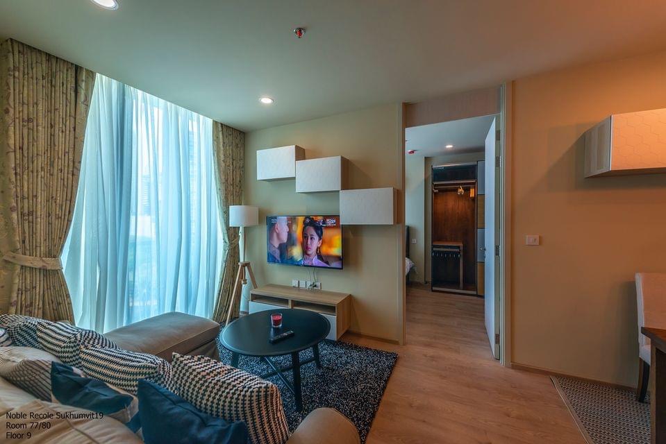For Rent 2 bedrooms Noble Recole Sukhumvit 19 Condo High floor Near BTS Asoke Fully furnished Ready to move in